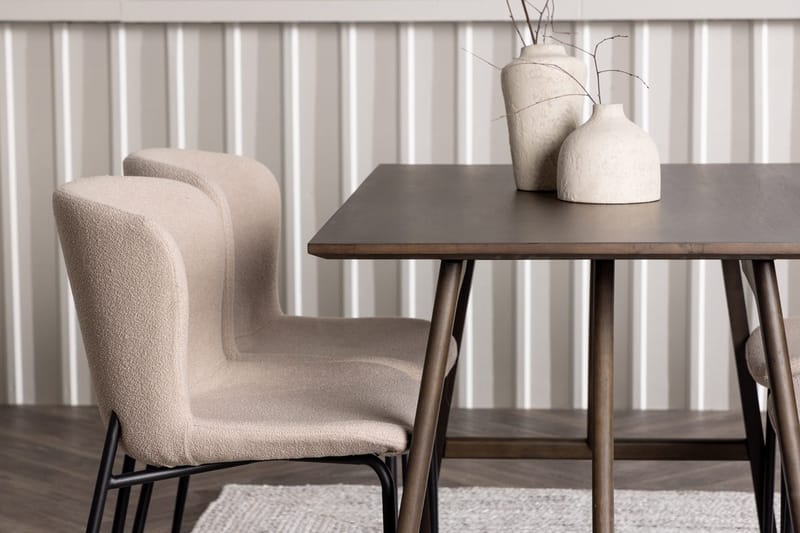 Rektangulär matgrupp Venture Home Beige Mörkbrun 4st - Huonekalut - Pöytä & ruokailuryhmä - Ruokailuryhmä