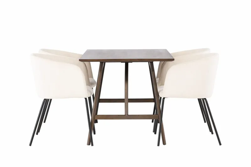 Rektangulär matgrupp Venture Home Beige Mörkbrun 4st