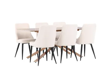 Rektangulär matgrupp Venture Home Beige Mocka 6st - Huonekalut - Pöytä & ruokailuryhmä - Ruokailuryhmä