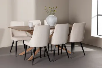 Rektangulär matgrupp Venture Home Beige Mocka 6st - Huonekalut - Pöytä & ruokailuryhmä - Ruokailuryhmä
