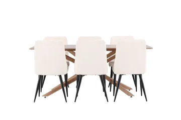 Rektangulär matgrupp Venture Home Beige Mocka 6st - Huonekalut - Pöytä & ruokailuryhmä - Ruokailuryhmä
