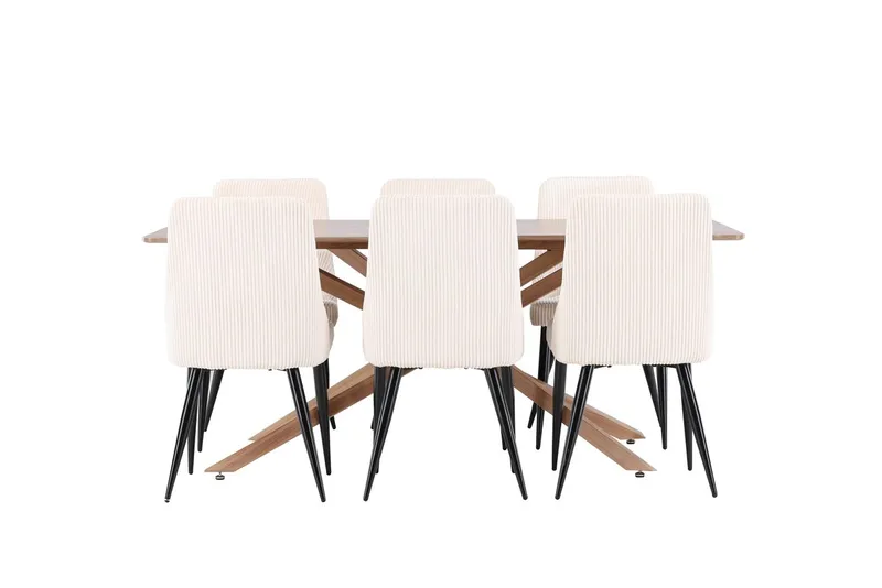 Rektangulär matgrupp Venture Home Beige Mocka 6st - Huonekalut - Pöytä & ruokailuryhmä - Ruokailuryhmä