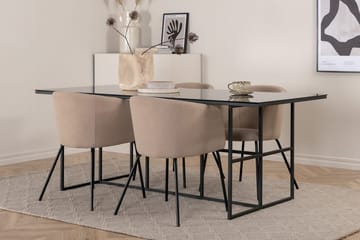 Rektangulär matgrupp Venture Home Beige Svart 4st - Huonekalut - Pöytä & ruokailuryhmä - Ruokailuryhmä