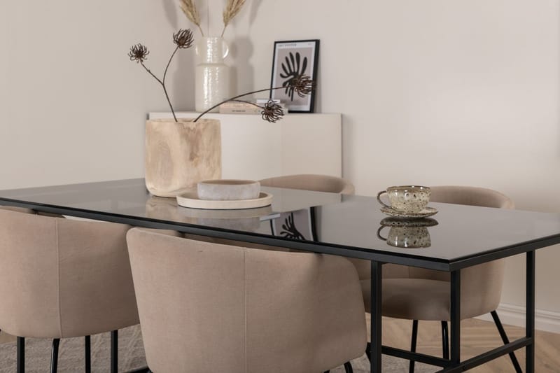 Rektangulär matgrupp Venture Home Beige Svart 4st - Huonekalut - Pöytä & ruokailuryhmä - Ruokailuryhmä