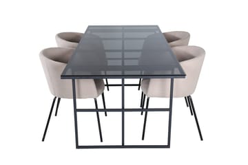 Rektangulär matgrupp Venture Home Beige Svart 4st - Huonekalut - Pöytä & ruokailuryhmä - Ruokailuryhmä