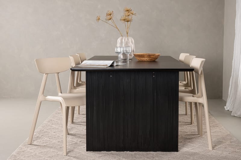 Rektangulär matgrupp Venture Home Beige Svart 6st - Huonekalut - Pöytä & ruokailuryhmä - Ruokailuryhmä