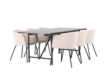 Rektangulär matgrupp Venture Home Beige Svart 6st - Huonekalut - Pöytä & ruokailuryhmä - Ruokailuryhmä