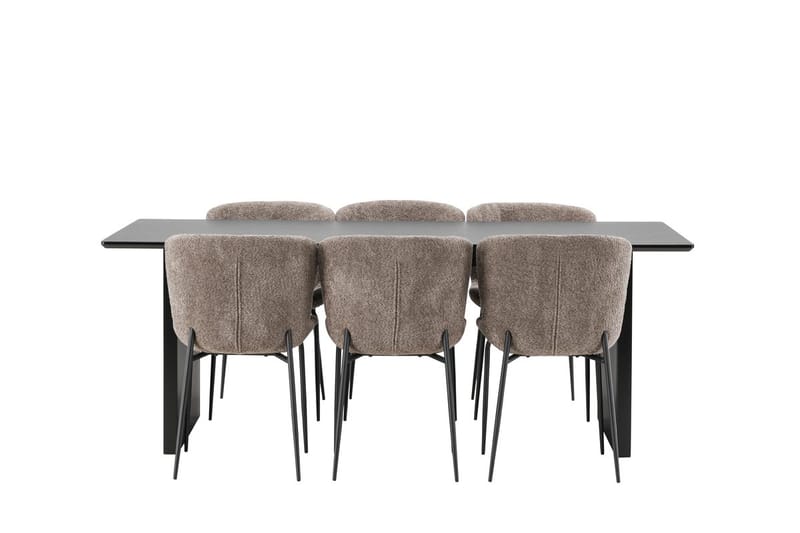 Rektangulär matgrupp Venture Home Beige Svart 6st - Huonekalut - Pöytä & ruokailuryhmä - Ruokailuryhmä