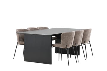 Rektangulär matgrupp Venture Home Beige Svart 6st - Huonekalut - Pöytä & ruokailuryhmä - Ruokailuryhmä