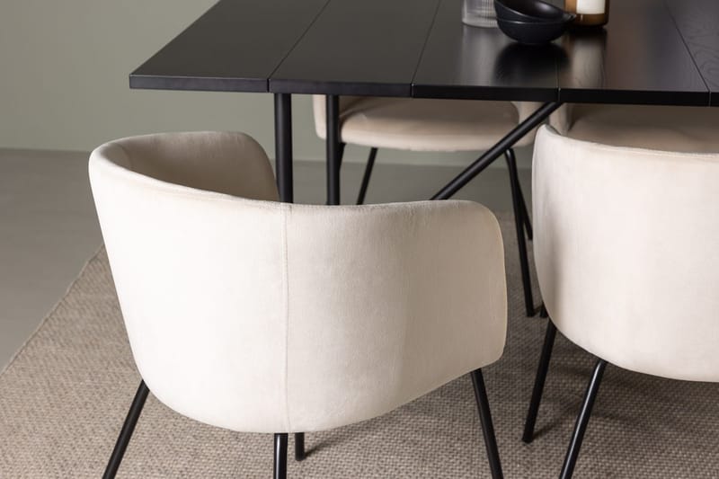 Rektangulär matgrupp Venture Home Beige Svart 6st - Huonekalut - Pöytä & ruokailuryhmä - Ruokailuryhmä