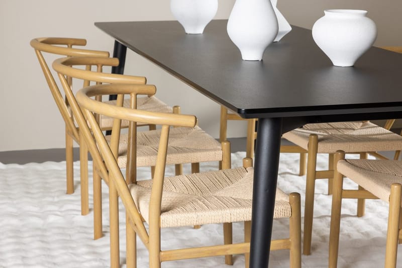 Rektangulär matgrupp Venture Home Beige Svart 6st - Huonekalut - Pöytä & ruokailuryhmä - Ruokailuryhmä