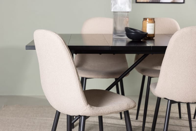 Rektangulär matgrupp Venture Home Beige Svart 6st - Huonekalut - Pöytä & ruokailuryhmä - Ruokailuryhmä