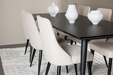 Rektangulär matgrupp Venture Home Beige Svart 6st - Huonekalut - Pöytä & ruokailuryhmä - Ruokailuryhmä