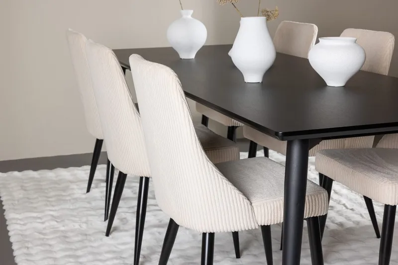Rektangulär matgrupp Venture Home Beige Svart 6st - Huonekalut - Pöytä & ruokailuryhmä - Ruokailuryhmä