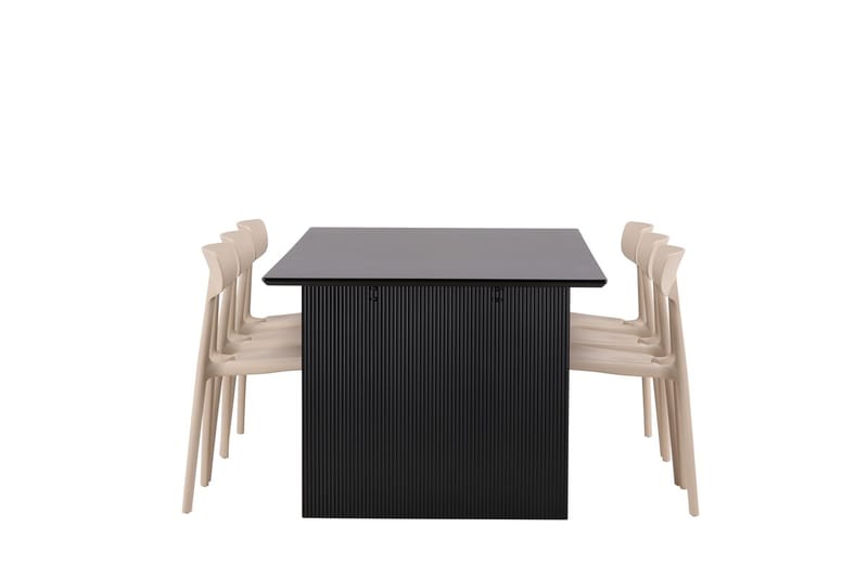 Rektangulär matgrupp Venture Home Beige Svart 6st - Huonekalut - Pöytä & ruokailuryhmä - Ruokailuryhmä