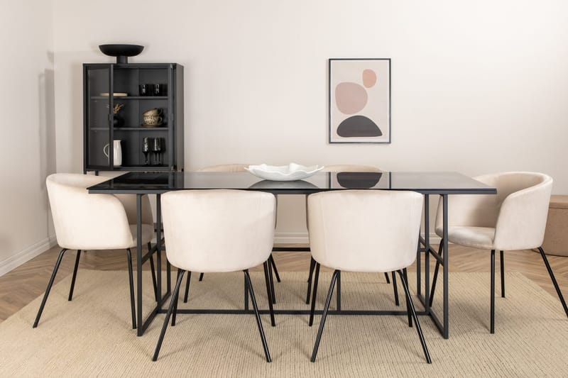 Rektangulär matgrupp Venture Home Beige Svart 6st - Huonekalut - Pöytä & ruokailuryhmä - Ruokailuryhmä
