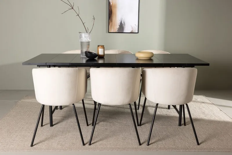 Rektangulär matgrupp Venture Home Beige Svart 6st