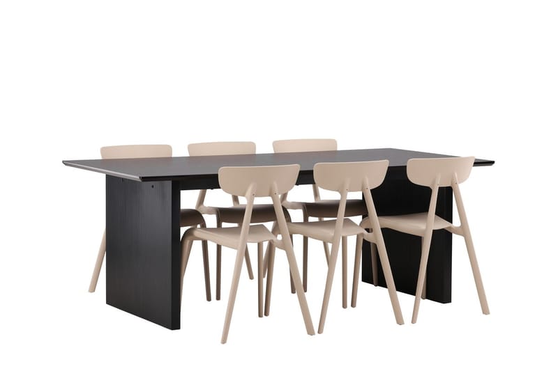 Rektangulär matgrupp Venture Home Beige Svart 6st - Huonekalut - Pöytä & ruokailuryhmä - Ruokailuryhmä