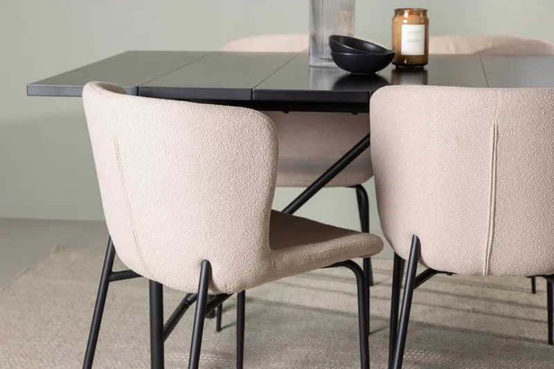 Rektangulär matgrupp Venture Home Beige Svart 6st - Huonekalut - Pöytä & ruokailuryhmä - Ruokailuryhmä