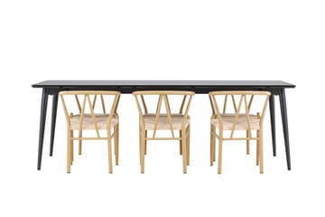 Rektangulär matgrupp Venture Home Beige Svart 6st - Huonekalut - Pöytä & ruokailuryhmä - Ruokailuryhmä