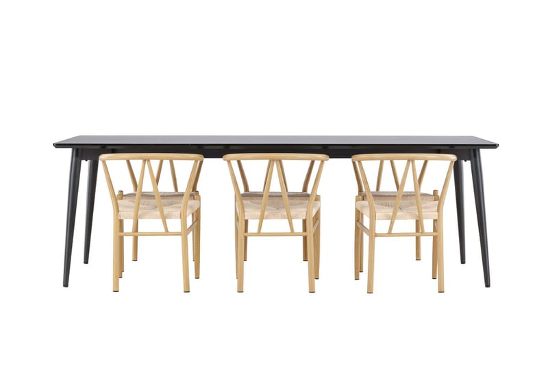 Rektangulär matgrupp Venture Home Beige Svart 6st - Huonekalut - Pöytä & ruokailuryhmä - Ruokailuryhmä