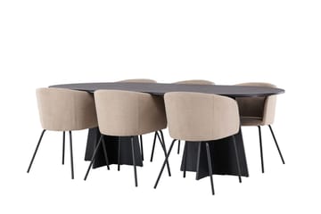 Rektangulär matgrupp Venture Home Beige Svart Linen - Huonekalut - Pöytä & ruokailuryhmä - Ruokailuryhmä