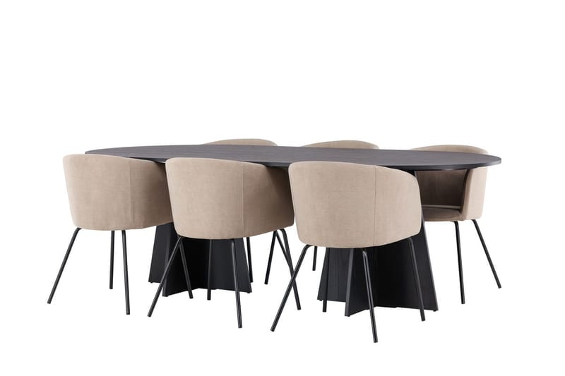 Rektangulär matgrupp Venture Home Beige Svart Linen - Huonekalut - Pöytä & ruokailuryhmä - Ruokailuryhmä