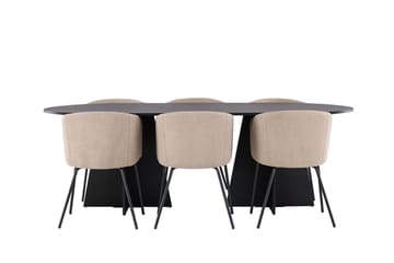 Rektangulär matgrupp Venture Home Beige Svart Linen - Huonekalut - Pöytä & ruokailuryhmä - Ruokailuryhmä
