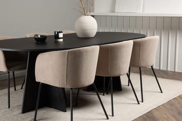 Rektangulär matgrupp Venture Home Beige Svart Linen - Huonekalut - Pöytä & ruokailuryhmä - Ruokailuryhmä