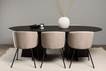 Rektangulär matgrupp Venture Home Beige Svart Linen - Huonekalut - Pöytä & ruokailuryhmä - Ruokailuryhmä