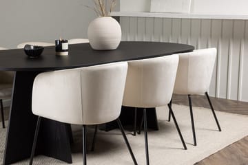 Rektangulär matgrupp Venture Home Beige Svart Sammet - Huonekalut - Pöytä & ruokailuryhmä - Ruokailuryhmä
