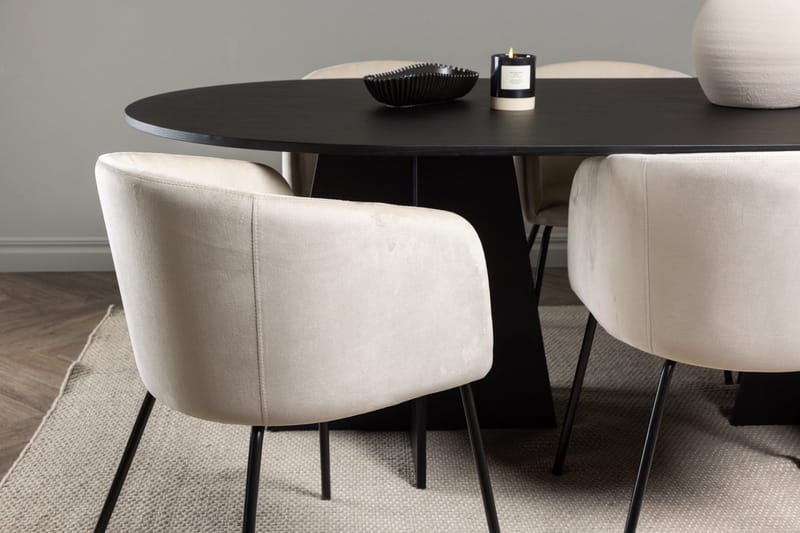 Rektangulär matgrupp Venture Home Beige Svart Sammet - Huonekalut - Pöytä & ruokailuryhmä - Ruokailuryhmä