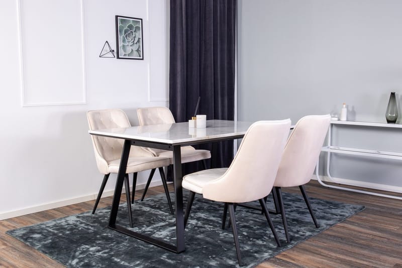 Rektangulär matgrupp Venture Home Beige Svart Svart