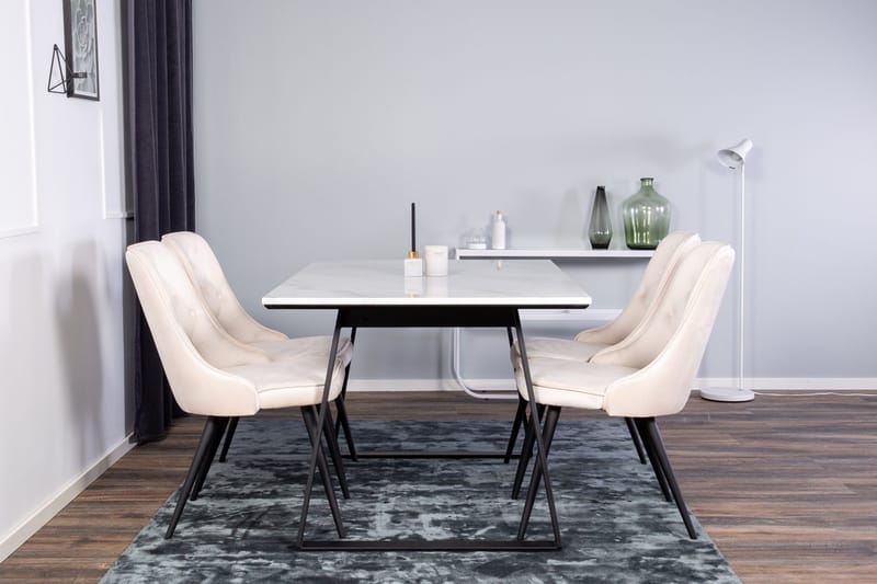 Rektangulär matgrupp Venture Home Beige Svart Svart - Huonekalut - Pöytä & ruokailuryhmä - Ruokailuryhmä