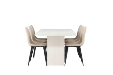 Rektangulär matgrupp Venture Home Beige Vit 6st - Huonekalut - Pöytä & ruokailuryhmä - Ruokailuryhmä