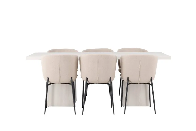 Rektangulär matgrupp Venture Home Beige Vit 6st