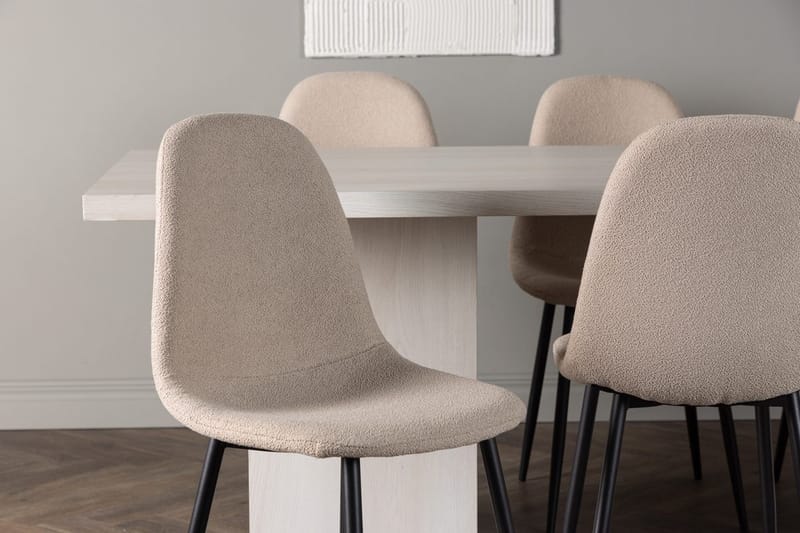 Rektangulär matgrupp Venture Home Beige Vit 6st - Huonekalut - Pöytä & ruokailuryhmä - Ruokailuryhmä
