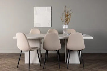 Rektangulär matgrupp Venture Home Beige Vit 6st - Huonekalut - Pöytä & ruokailuryhmä - Ruokailuryhmä