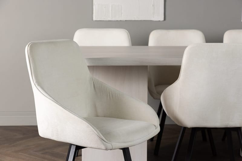Rektangulär matgrupp Venture Home Beige Vit 6st - Huonekalut - Pöytä & ruokailuryhmä - Ruokailuryhmä