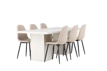 Rektangulär matgrupp Venture Home Beige Vit 6st - Huonekalut - Pöytä & ruokailuryhmä - Ruokailuryhmä