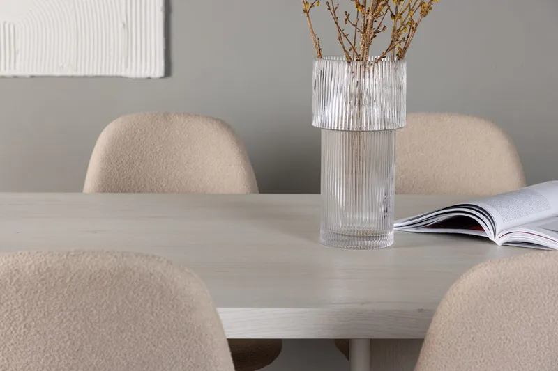 Rektangulär matgrupp Venture Home Beige Vit 6st - Huonekalut - Pöytä & ruokailuryhmä - Ruokailuryhmä