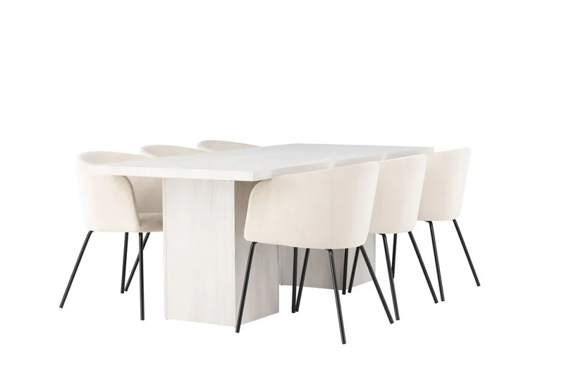 Rektangulär matgrupp Venture Home Beige Vit 6st