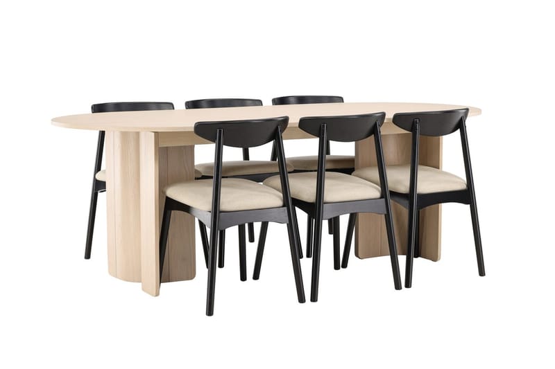 Rektangulär matgrupp Venture Home Beige - Huonekalut - Pöytä & ruokailuryhmä - Ruokailuryhmä