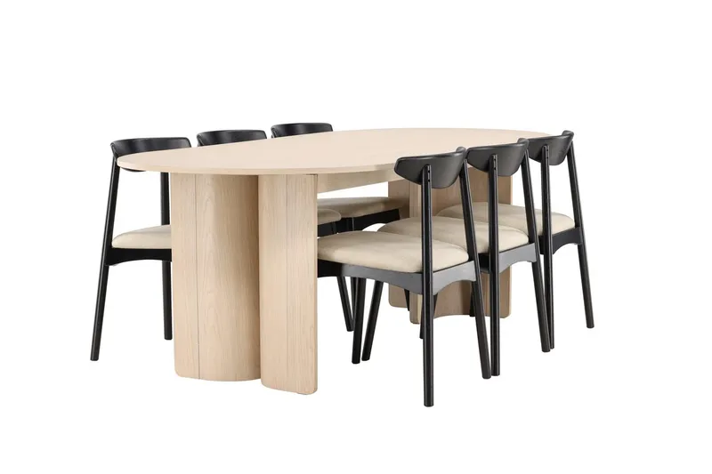 Rektangulär matgrupp Venture Home Beige - Huonekalut - Pöytä & ruokailuryhmä - Ruokailuryhmä