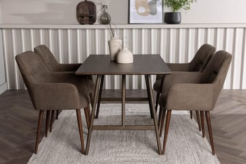 Rektangulär matgrupp Venture Home Brun Mörkbrun 4st - Tummanruskea - Huonekalut - Pöytä & ruokailuryhmä - Ruokailuryhmä