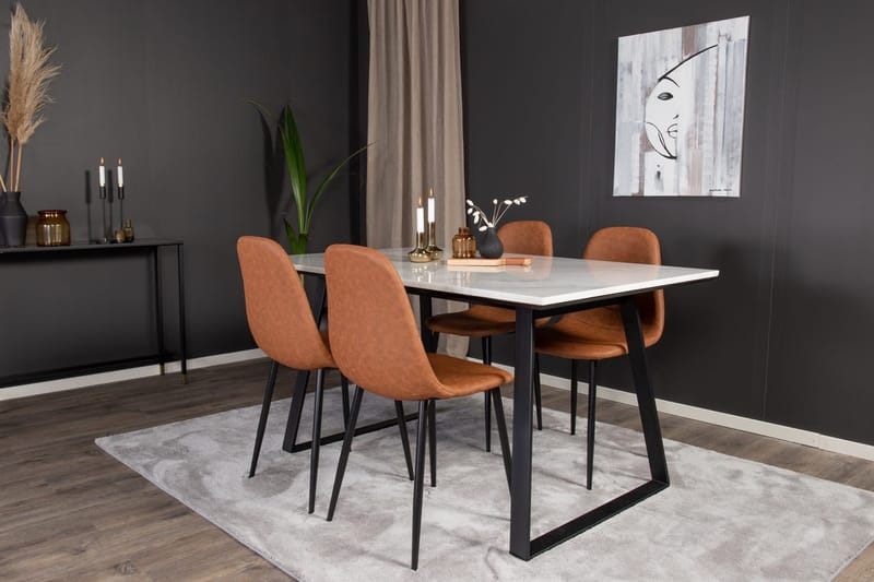 Rektangulär matgrupp Venture Home Brun Svart 4st