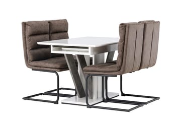 Rektangulär matgrupp Venture Home Brun Vit 4st - Huonekalut - Pöytä & ruokailuryhmä - Ruokailuryhmä