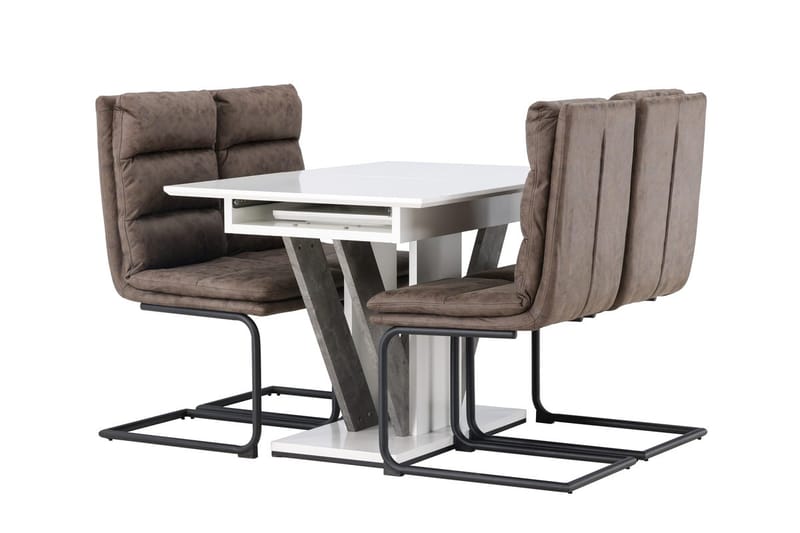Rektangulär matgrupp Venture Home Brun Vit 4st - Huonekalut - Pöytä & ruokailuryhmä - Ruokailuryhmä