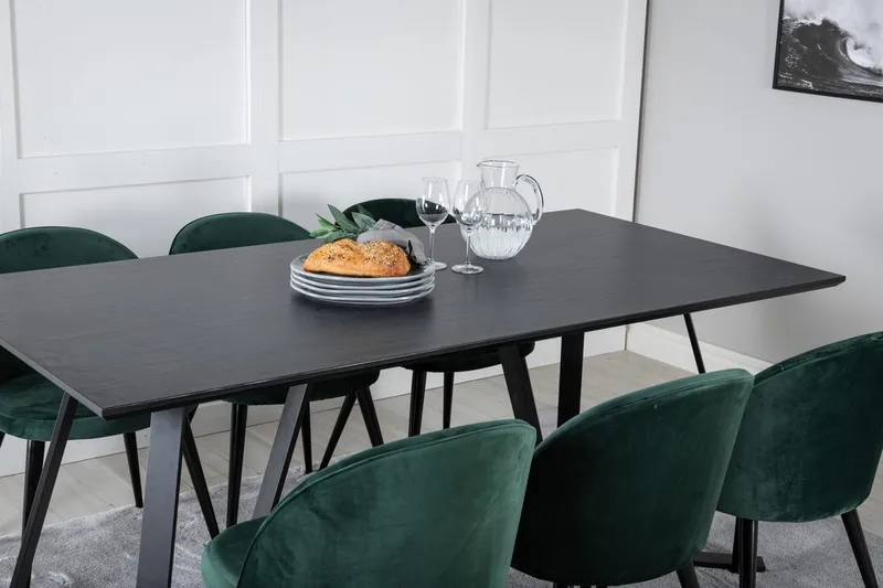 Rektangulär matgrupp Venture Home Dustygrön Svart 6st