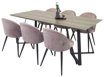 Rektangulär matgrupp Venture Home Gammelrosa Natur 6st - Huonekalut - Pöytä & ruokailuryhmä - Ruokailuryhmä